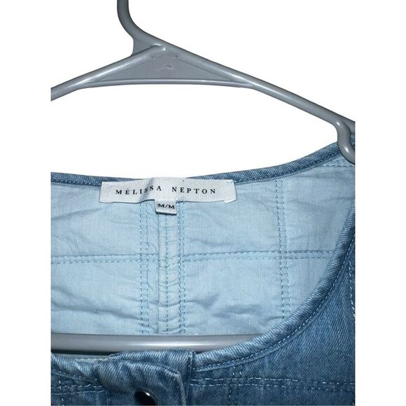 MELISSA NEPTON DENIM SHIRT JACKET  Button Down sz m Normcore Hipster Round Neck - Picture 3 of 5